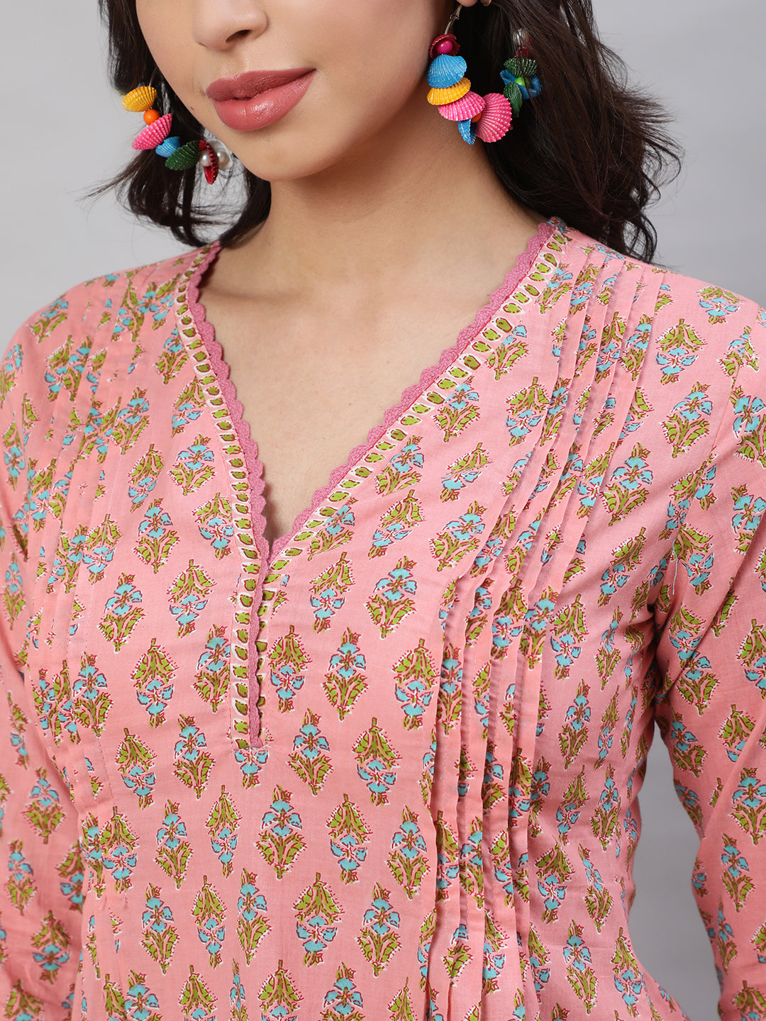 Printed 3/4 Sleeves Regular Pure Cotton  Top