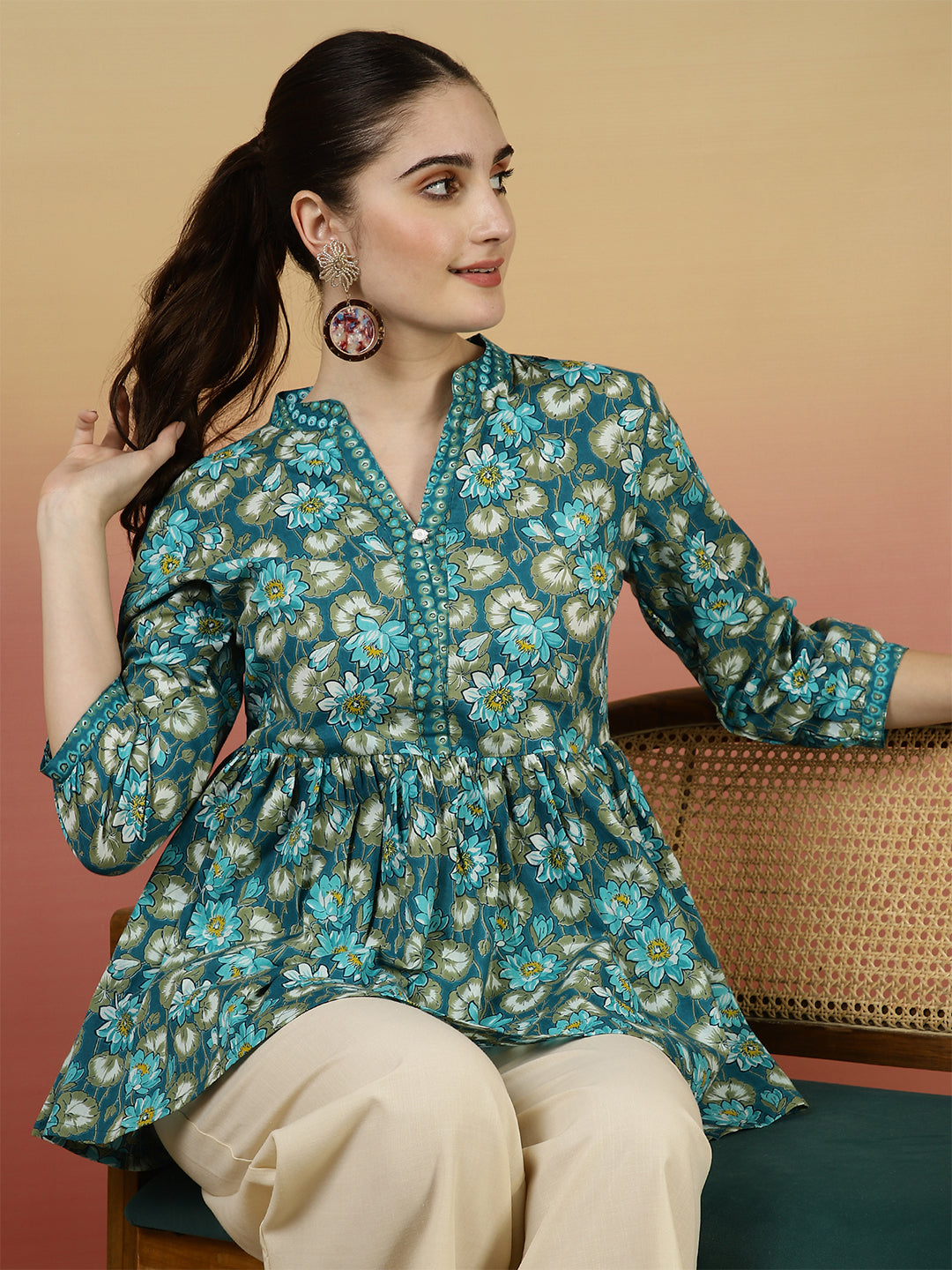 Floral Western Printed Top