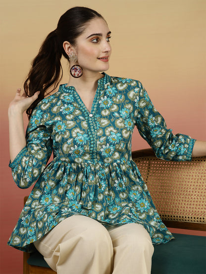 Floral Western Printed Top