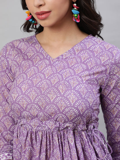 Printed 3/4 Sleeves Regular Pure Cotton  Top