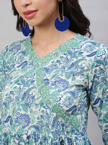 Printed 3/4 Sleeves Regular Pure Cotton  Top