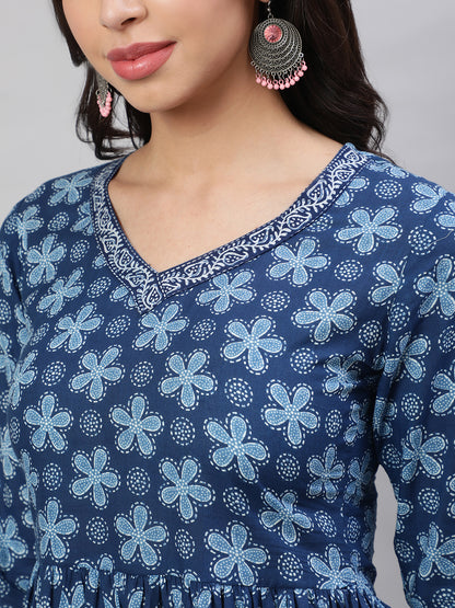 Printed 3/4 Sleeves Regular Pure Cotton  Top