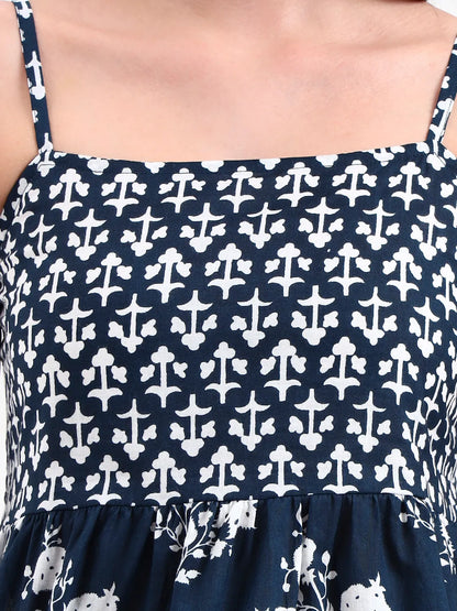 Cotton Navy Blue Strappy Top