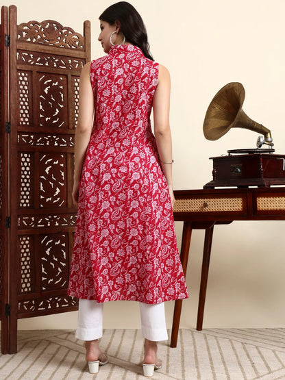 Cotton Light Pink Sleeveless Kurta