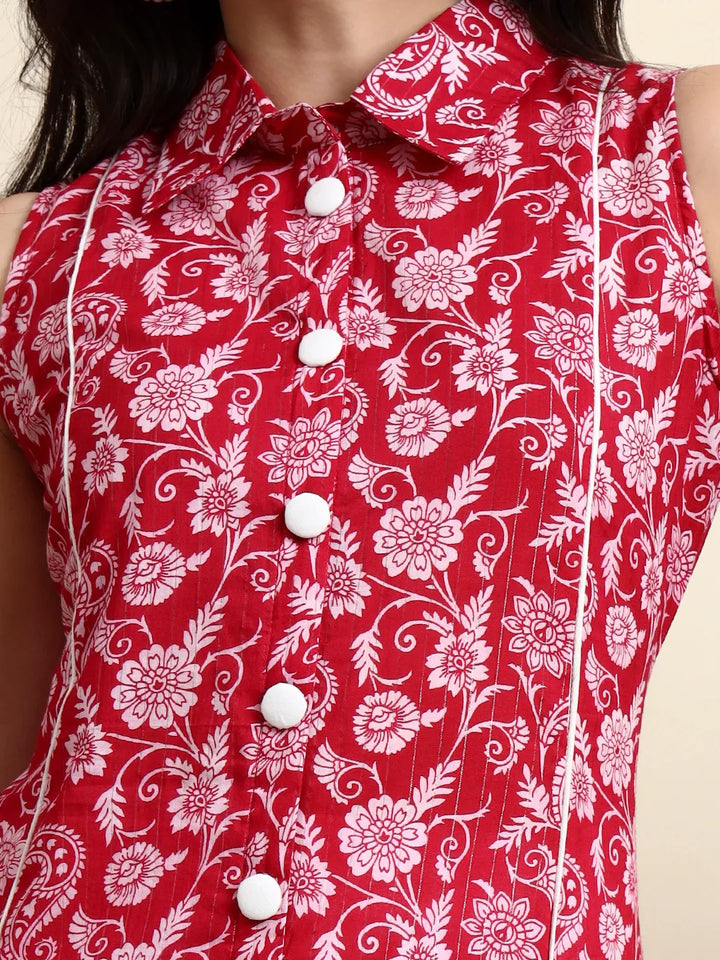 Cotton Light Pink Sleeveless Kurta