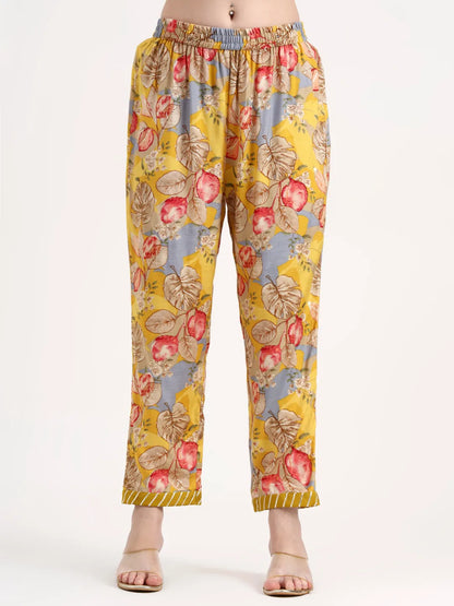 Yellow Lensing Flare Kurta Dupatta Set