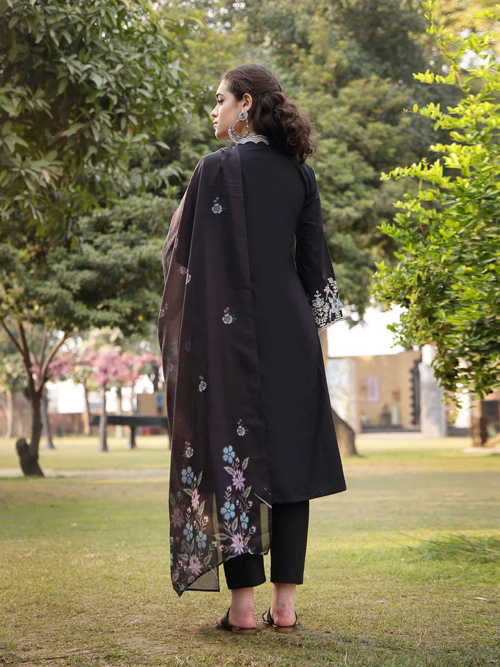 Pure Cotton A-Line Kurta Pants Dupatta Set