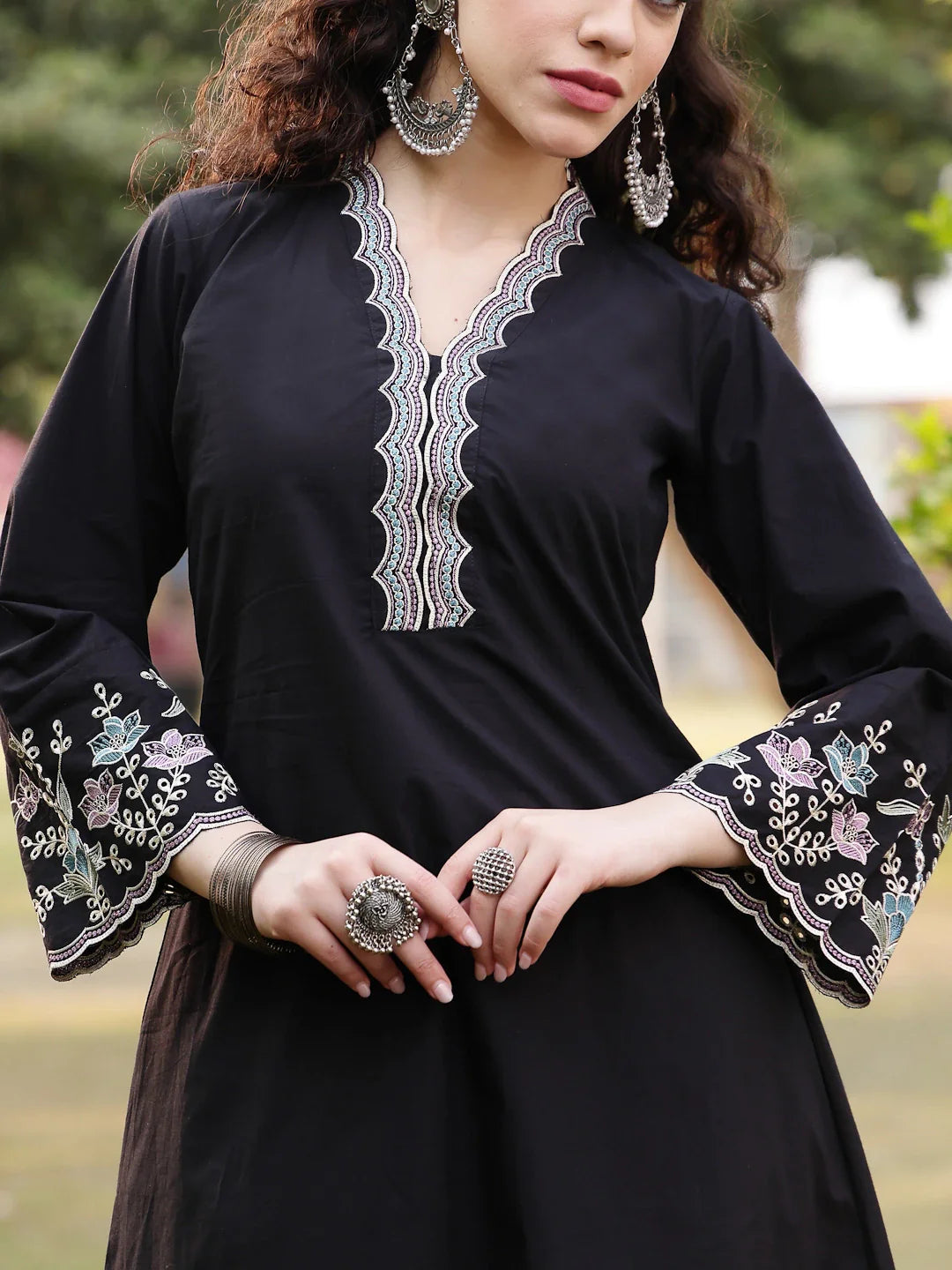 Pure Cotton A-Line Kurta Pants Dupatta Set