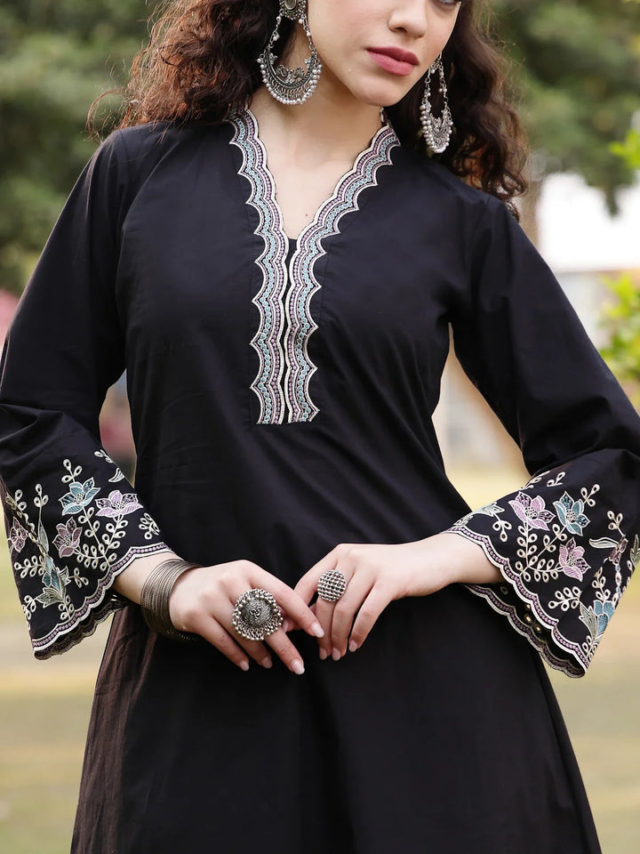 Pure Cotton A-Line Kurta Pants Dupatta Set
