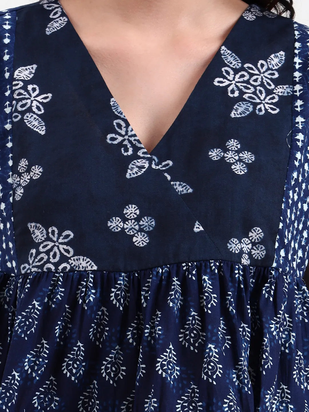 Cotton Navy Patch Work Top