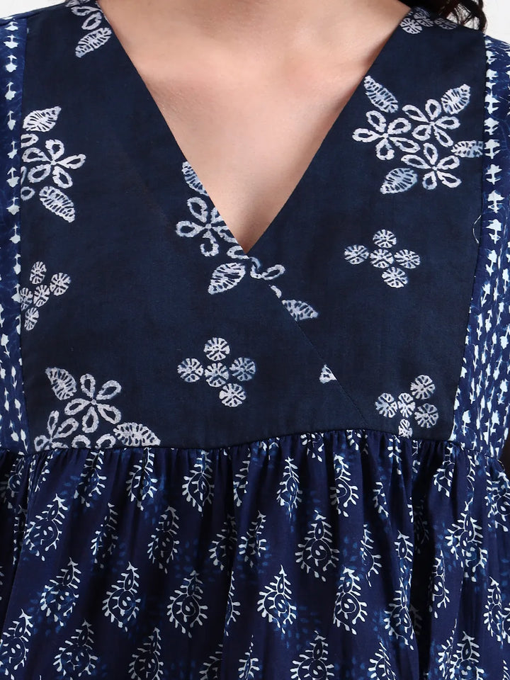 Cotton Navy Patch Work Top