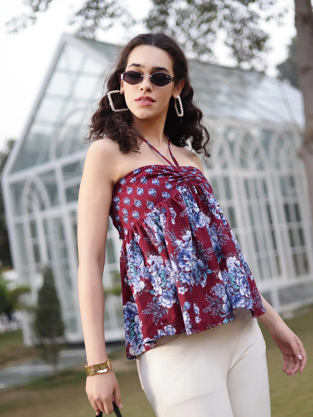 Cotton Maroon Flare Top