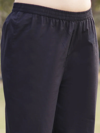 Cotton Black Materinty Kurta Set With Dupatta