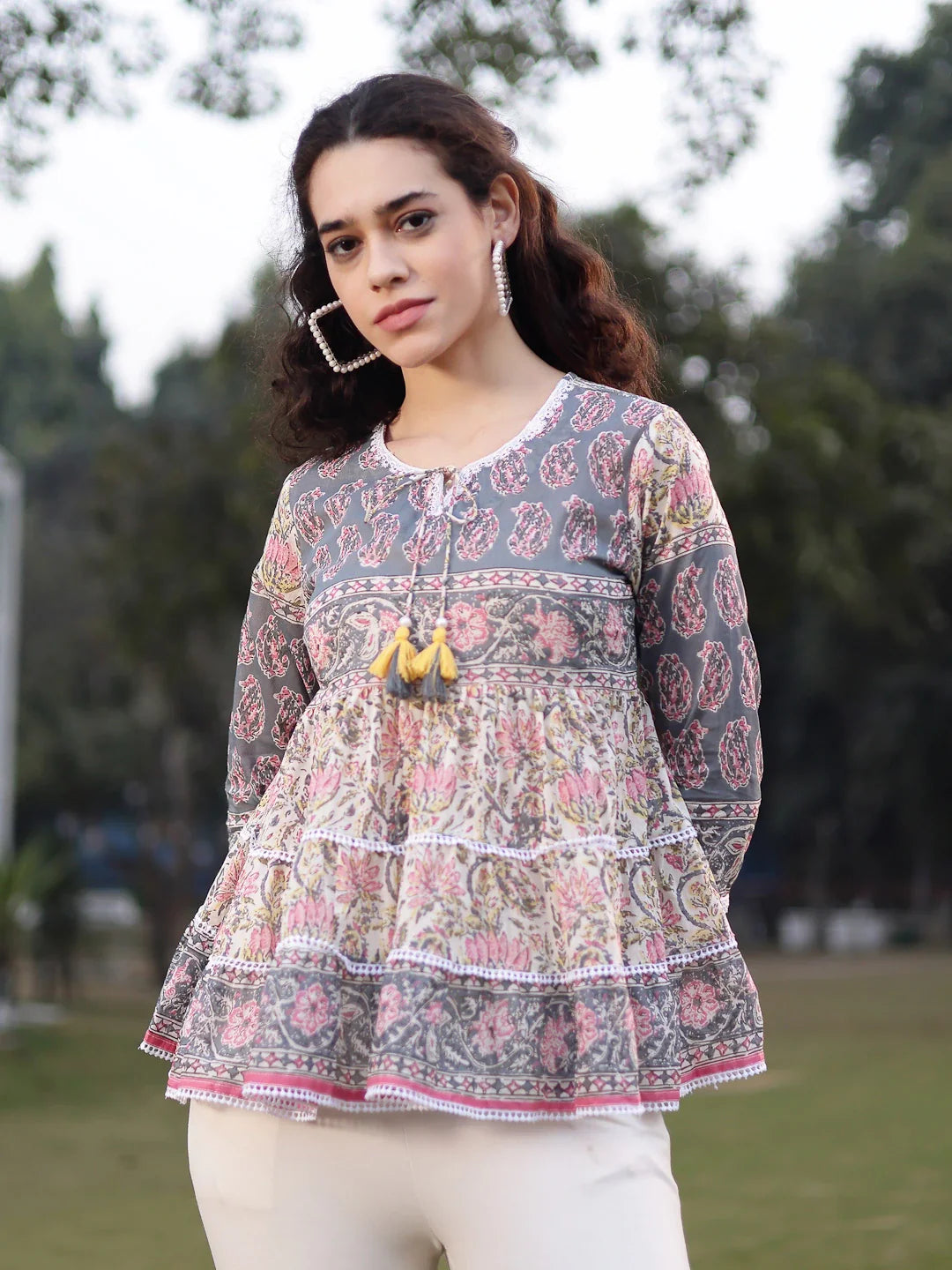 Cotton White Flare Top