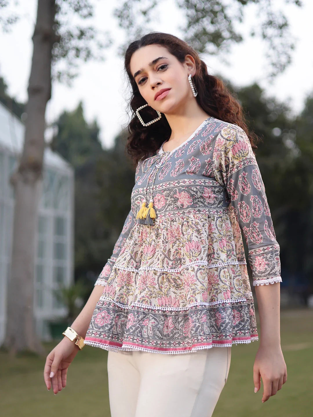 Cotton White Flare Top