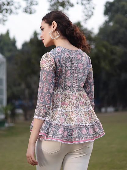 Cotton White Flare Top