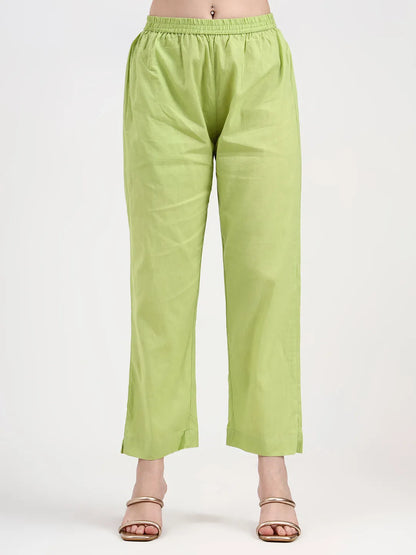 Mul Chanderi Green Kurta Dupatta Pant Set