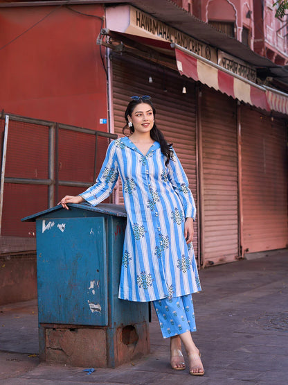 Floral Print A-Line Design This Kurta Trouser Set