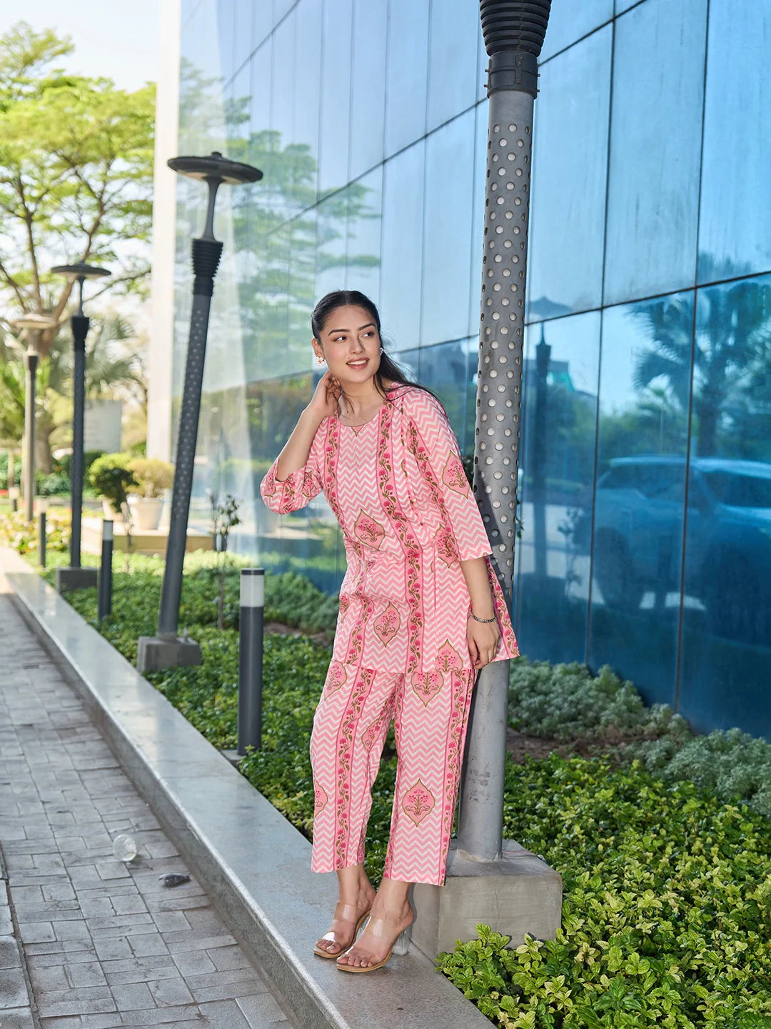 Zig Zag Thigh Length Co-Ord Set