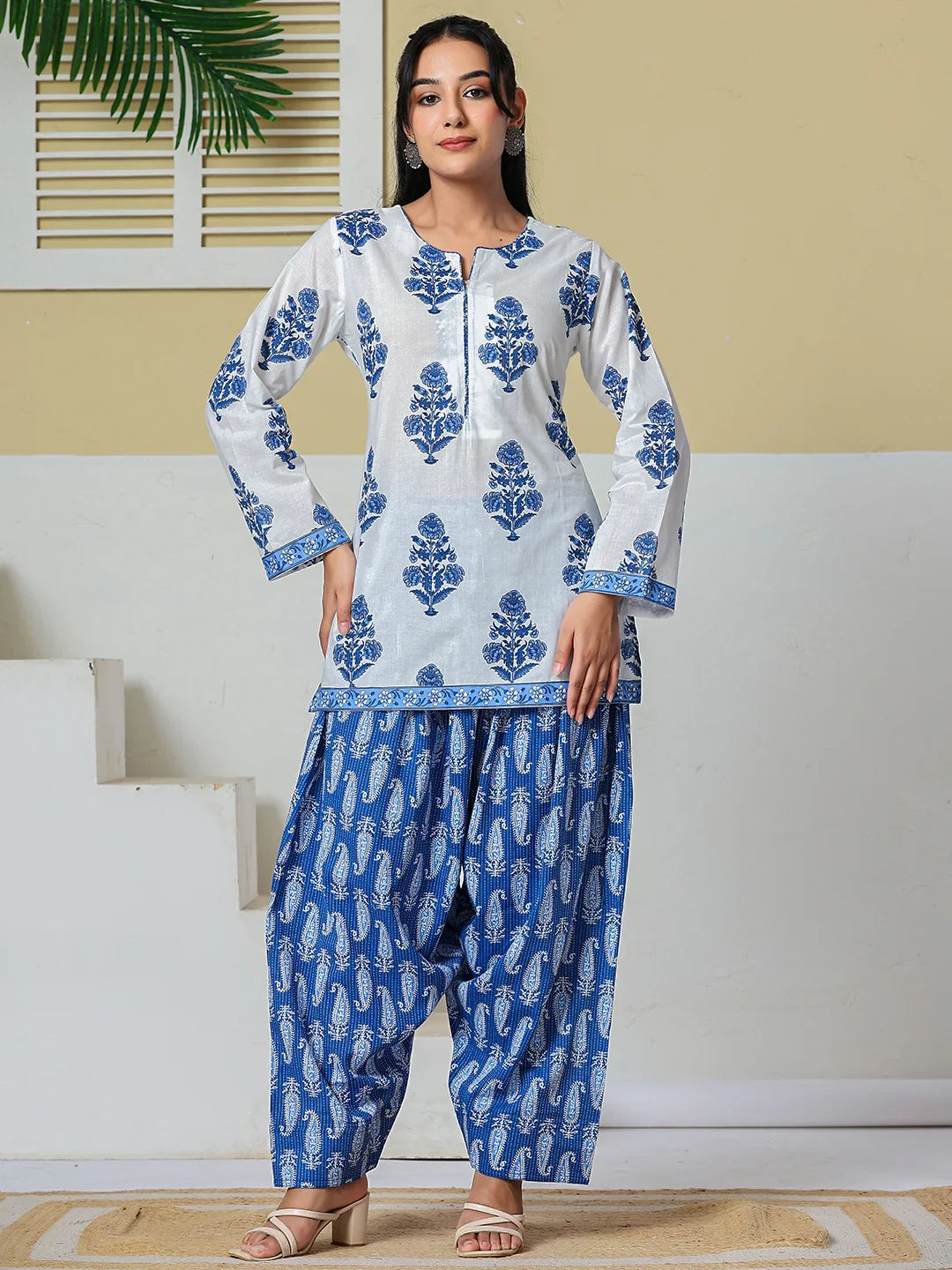 Cotton Straight Short Kurta Farsi Salwar Set