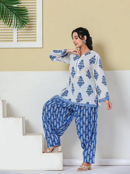 Cotton Straight Short Kurta Farsi Salwar Set