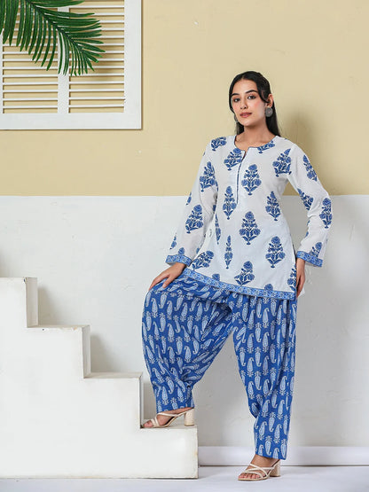 Cotton Straight Short Kurta Farsi Salwar Set