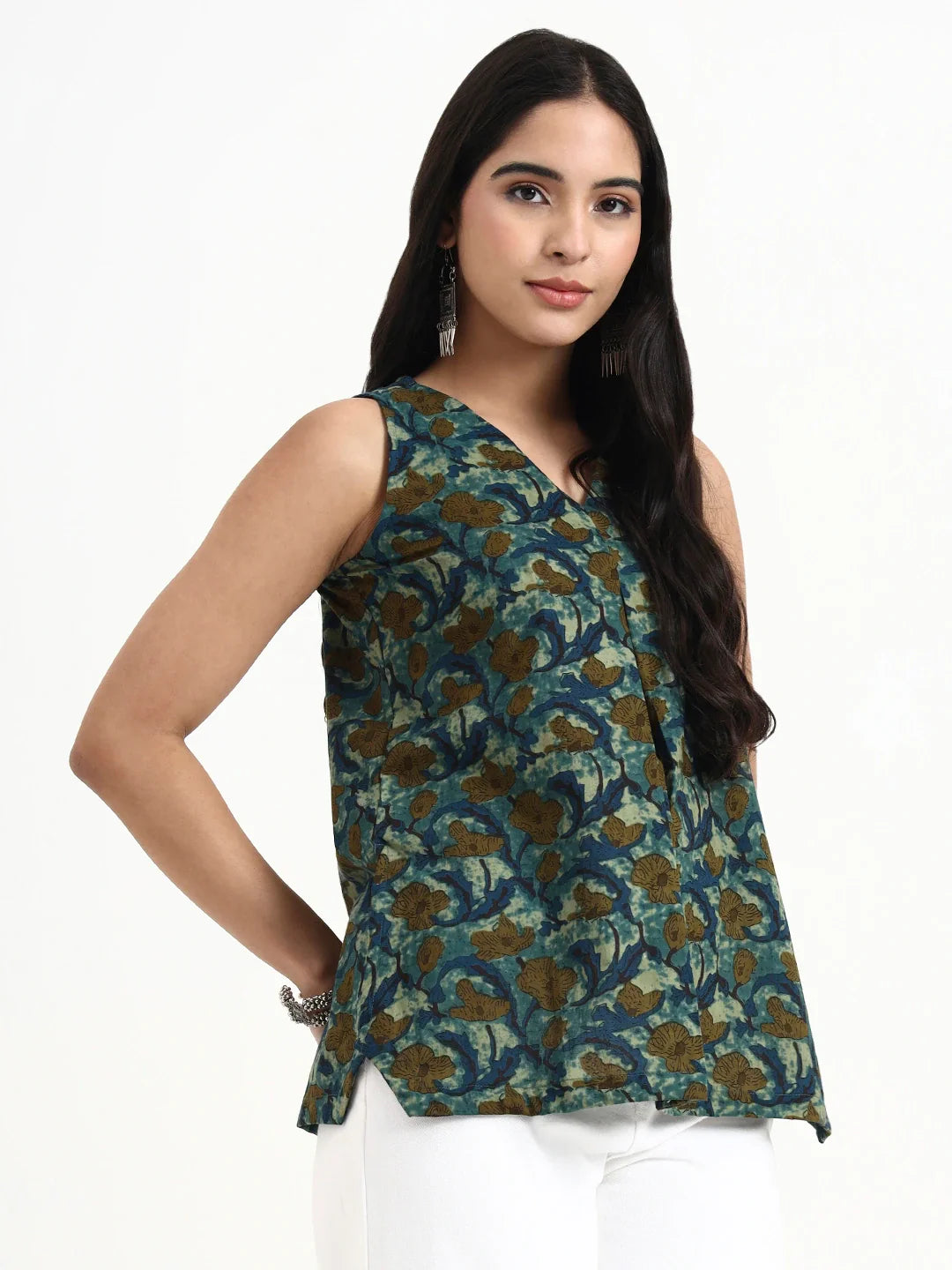 Cotton Sleeveless Flare Top