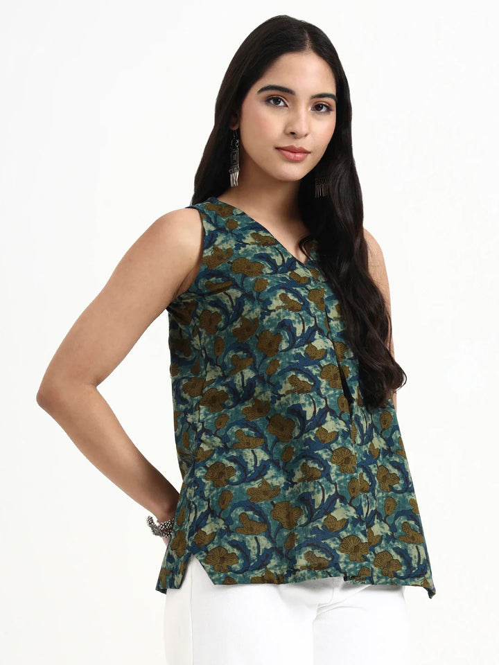 Cotton Sleeveless Flare Top