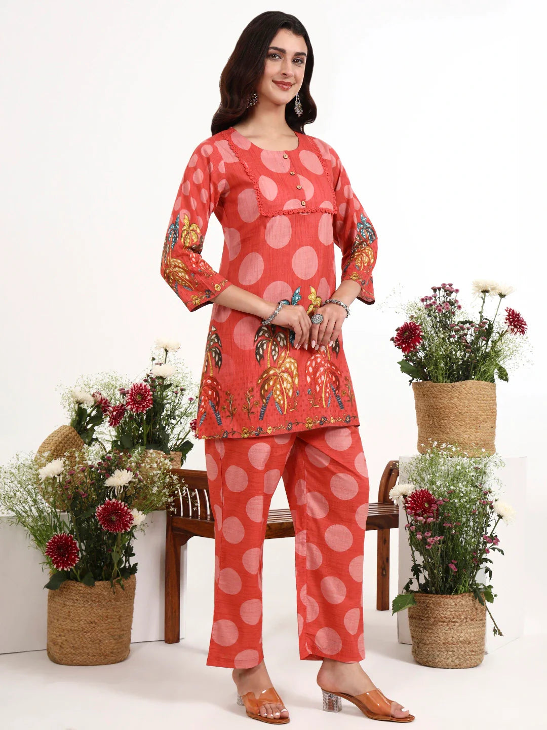 Polka Dot Printed Cotton Co-Ord Set