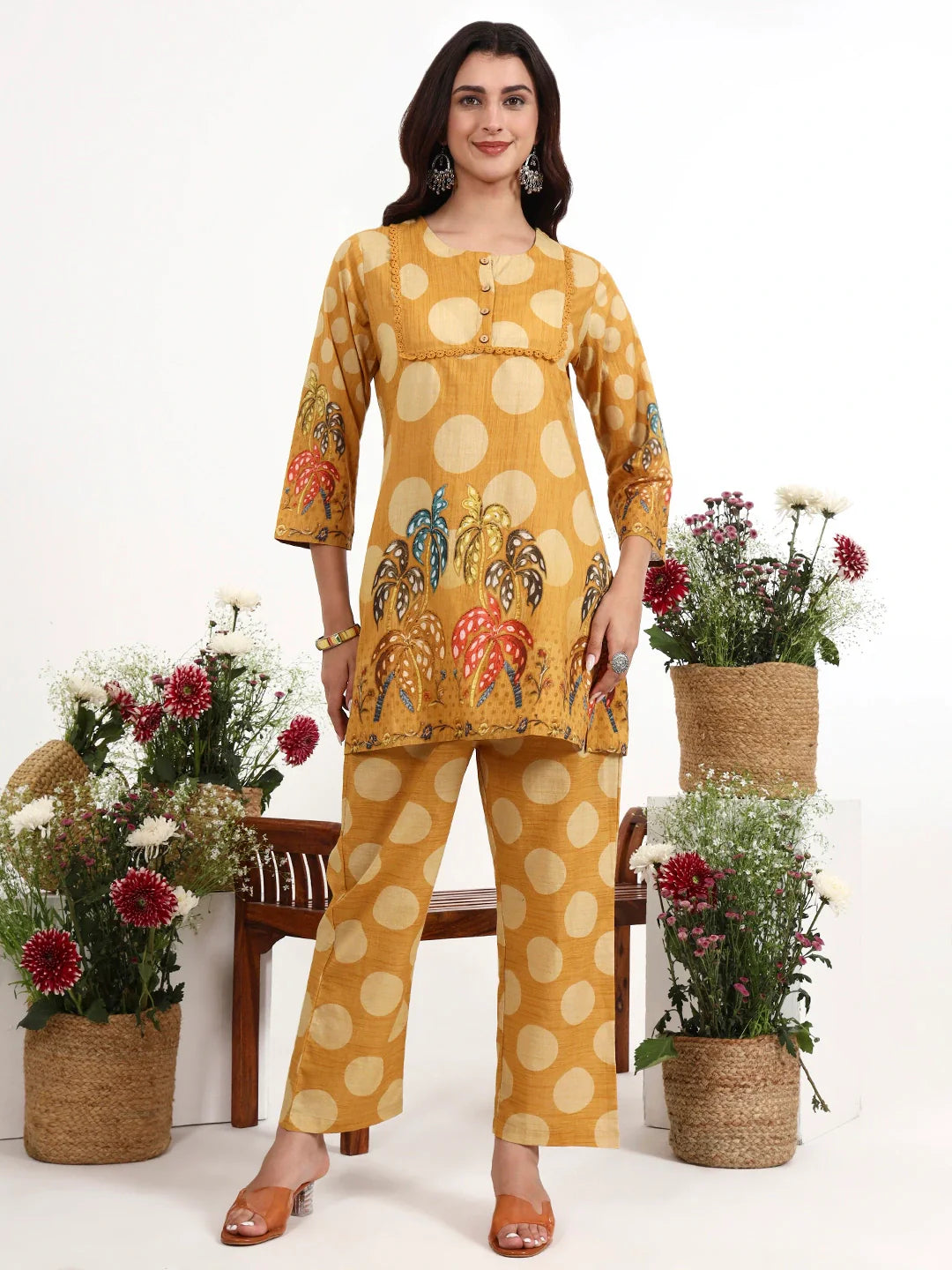 Polka Dot Printed Cotton Co-Ord Set