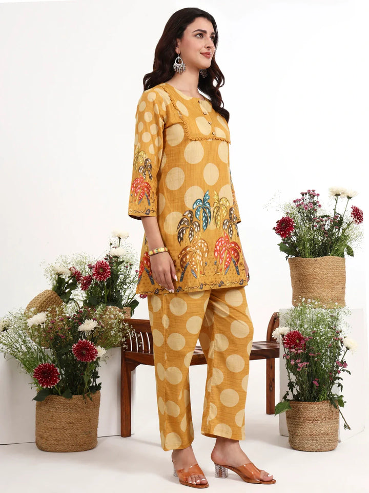 Polka Dot Printed Cotton Co-Ord Set