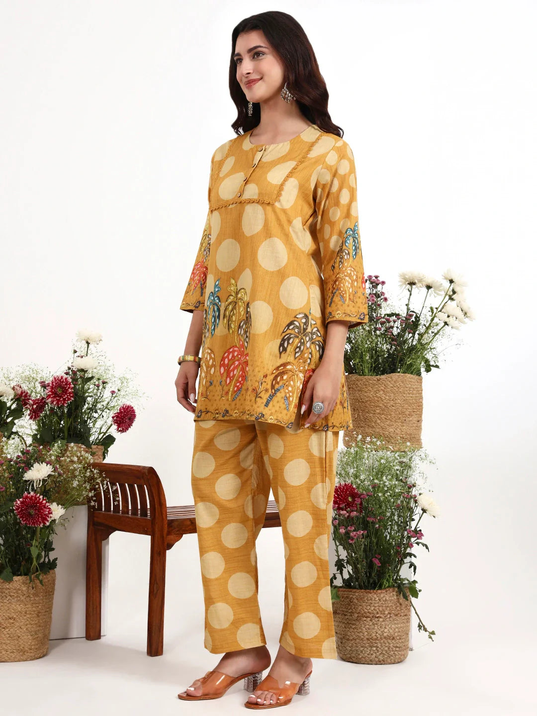 Polka Dot Printed Cotton Co-Ord Set