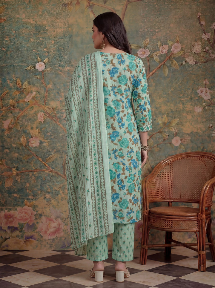 Cotton Plus Straight Sequins Work Kurta Pant Dupatta Set
