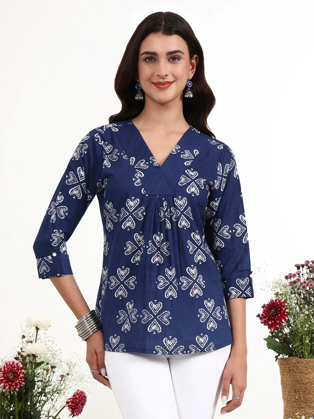 Ethnic Motifs Cotton Flare Top