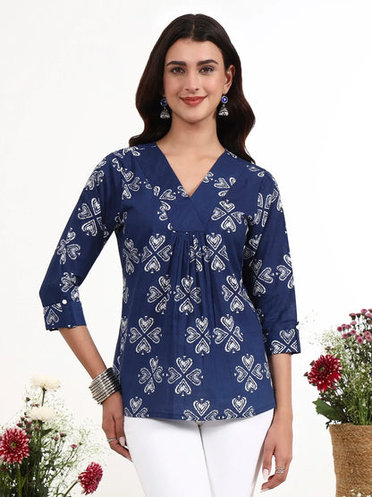 Ethnic Motifs Cotton Flare Top