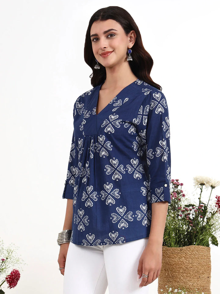 Ethnic Motifs Cotton Flare Top