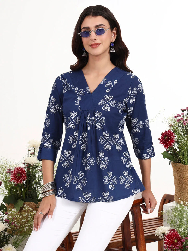 Ethnic Motifs Cotton Flare Top