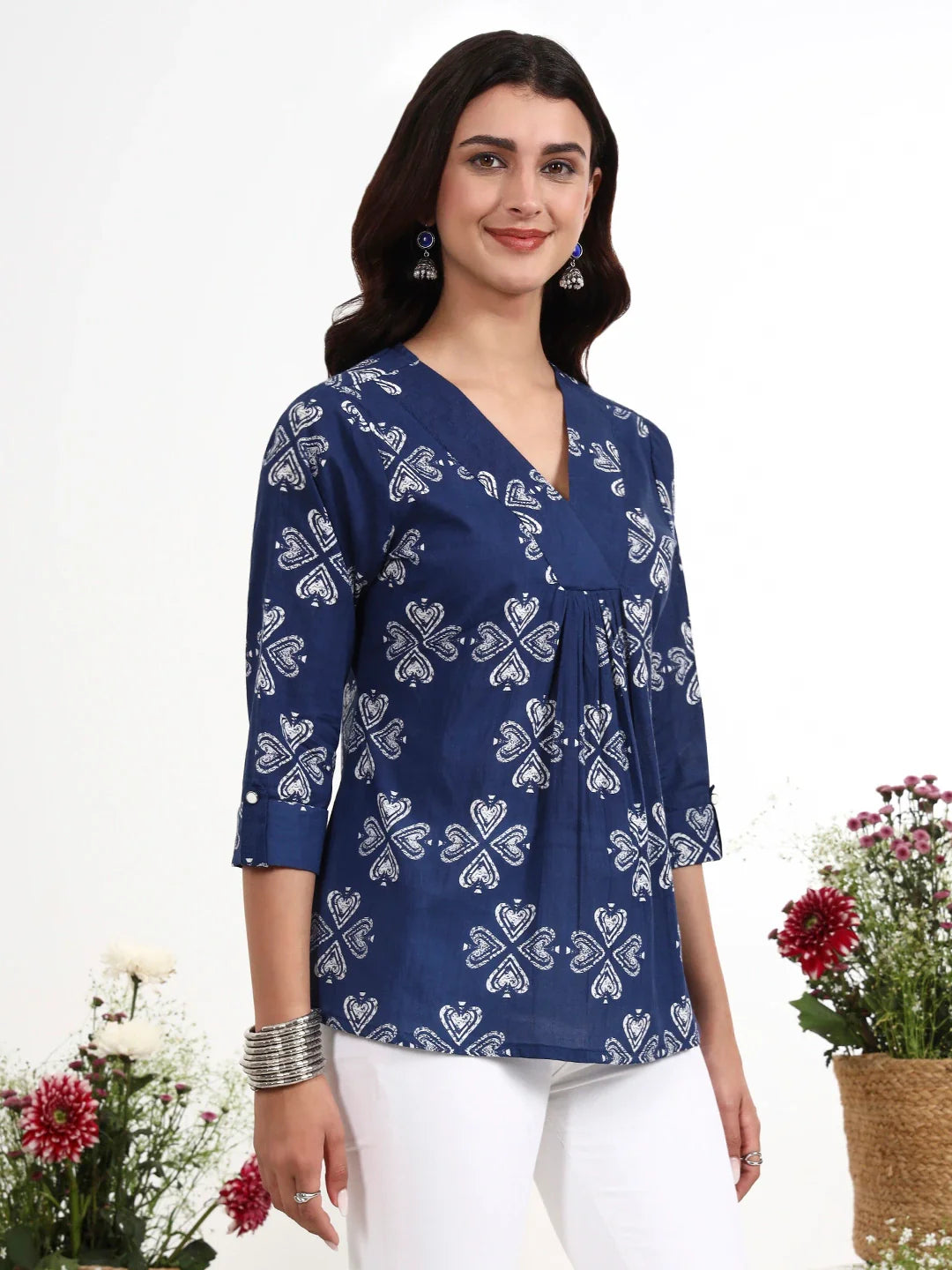 Ethnic Motifs Cotton Flare Top