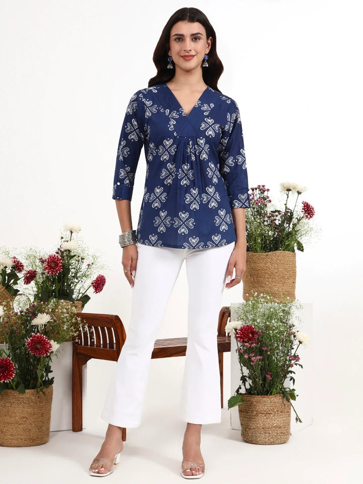 Ethnic Motifs Cotton Flare Top
