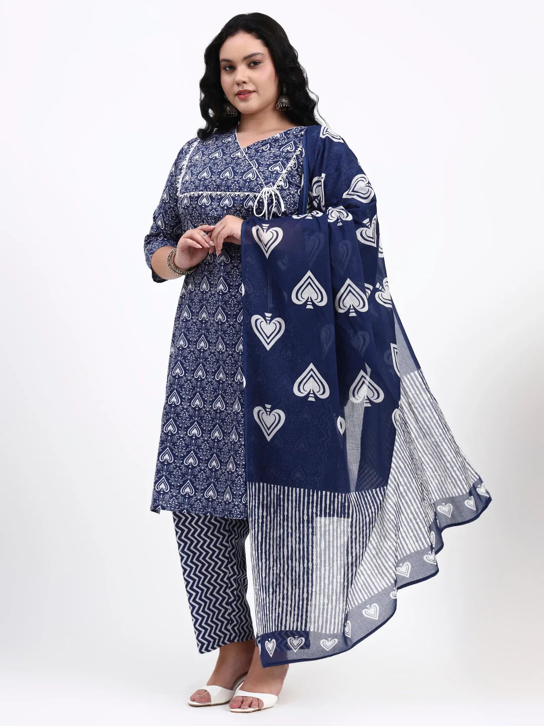 Cotton Straight Kurta Pant Dupatta Set