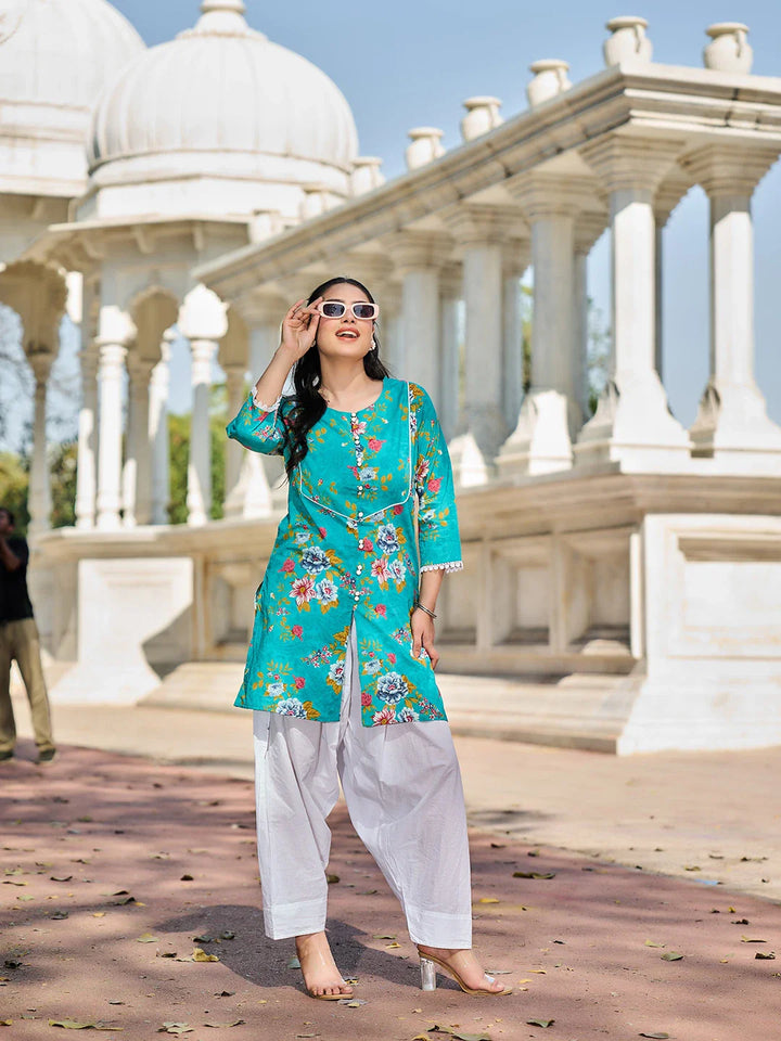 Floral Print This Tunic Salwar Co-Ord Set