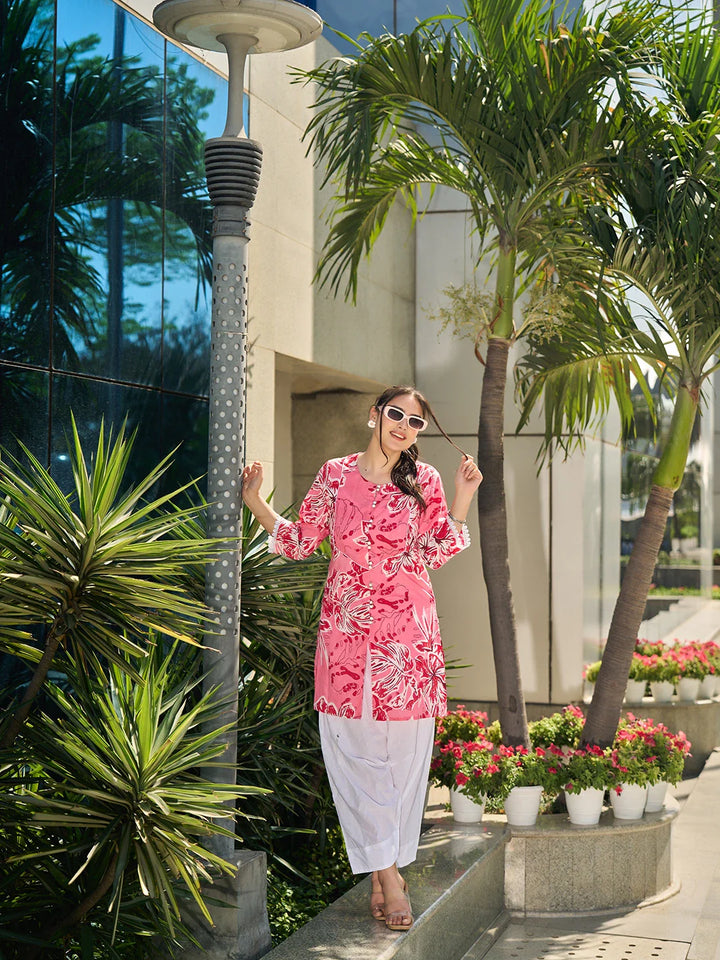Floral Print This Tunic Salwar Co-Ord Set