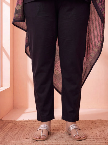 Pure Cotton Aline Plus Size Kurta Trouser Dupatta Set