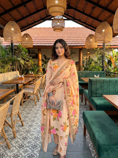 Cotton Straight Kurta Pant Dupatta Set