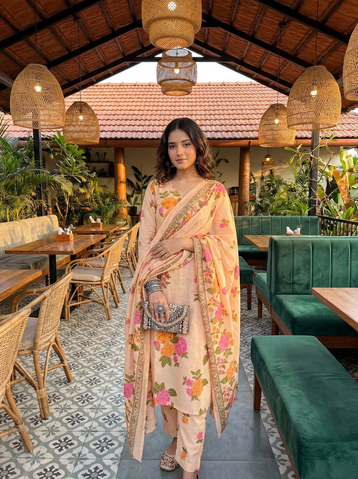 Cotton Straight Kurta Pant Dupatta Set