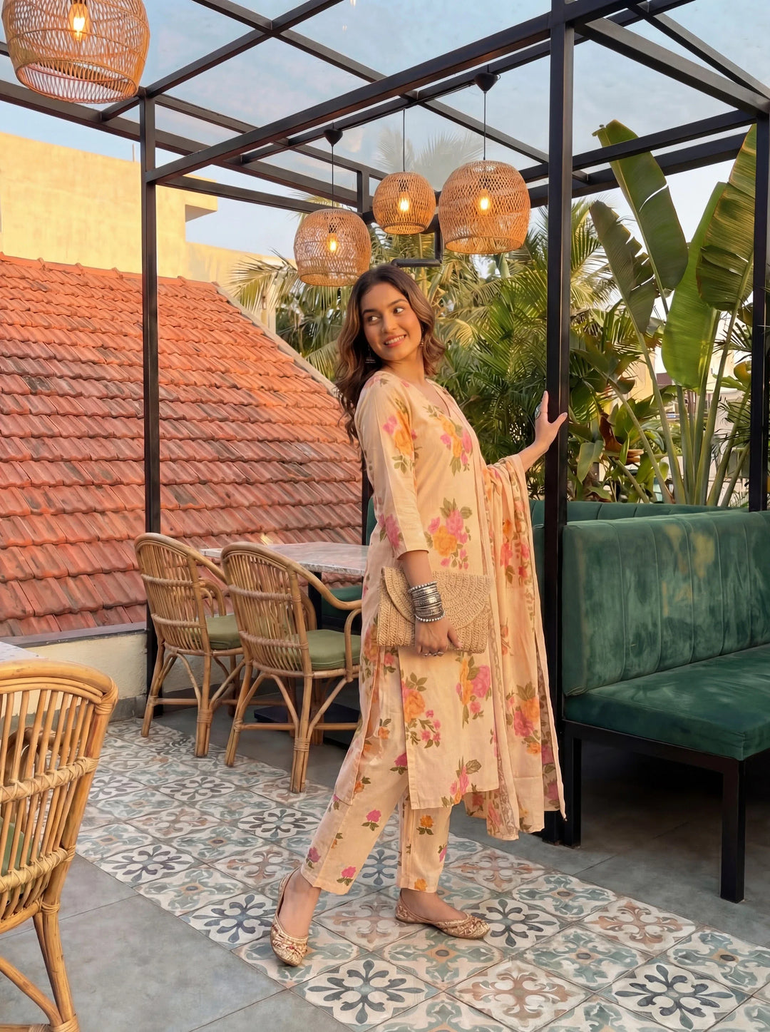 Cotton Straight Kurta Pant Dupatta Set