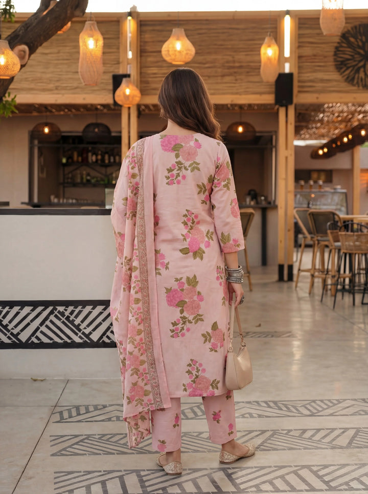 Cotton Straight Kurta Pant Dupatta Set