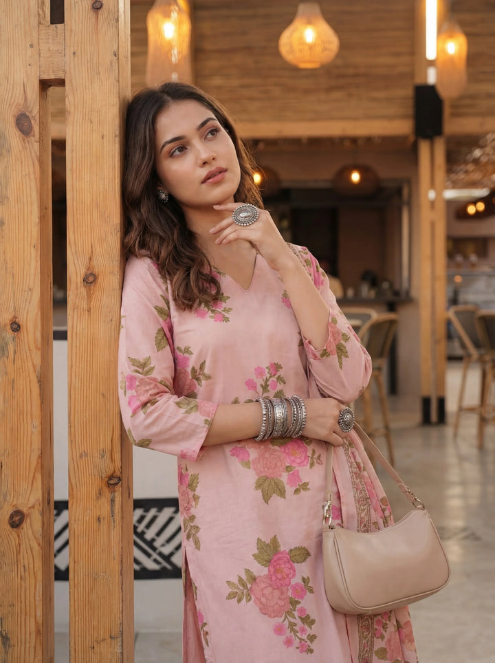 Cotton Straight Kurta Pant Dupatta Set