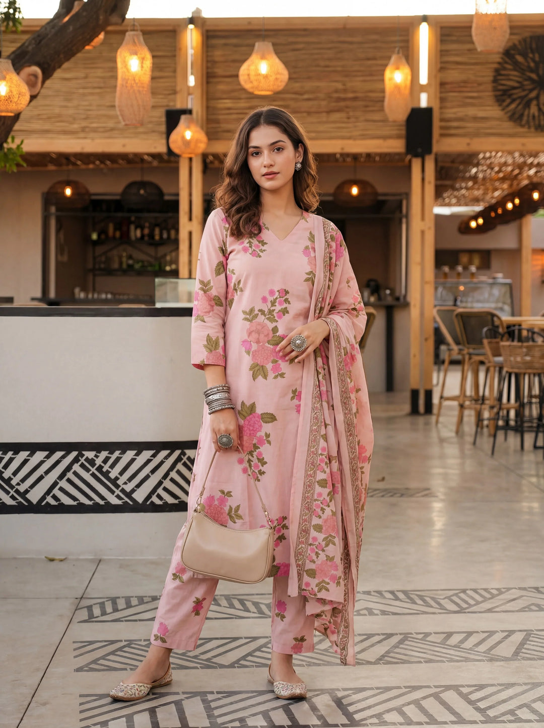 Cotton Straight Kurta Pant Dupatta Set