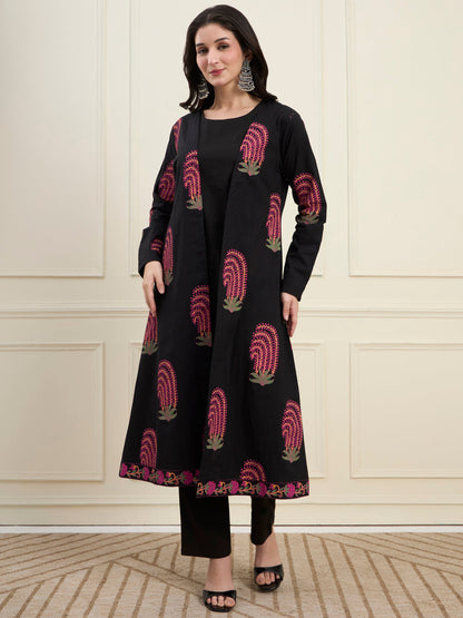Cotton Jacket Kurta Pant Co-Ord Set